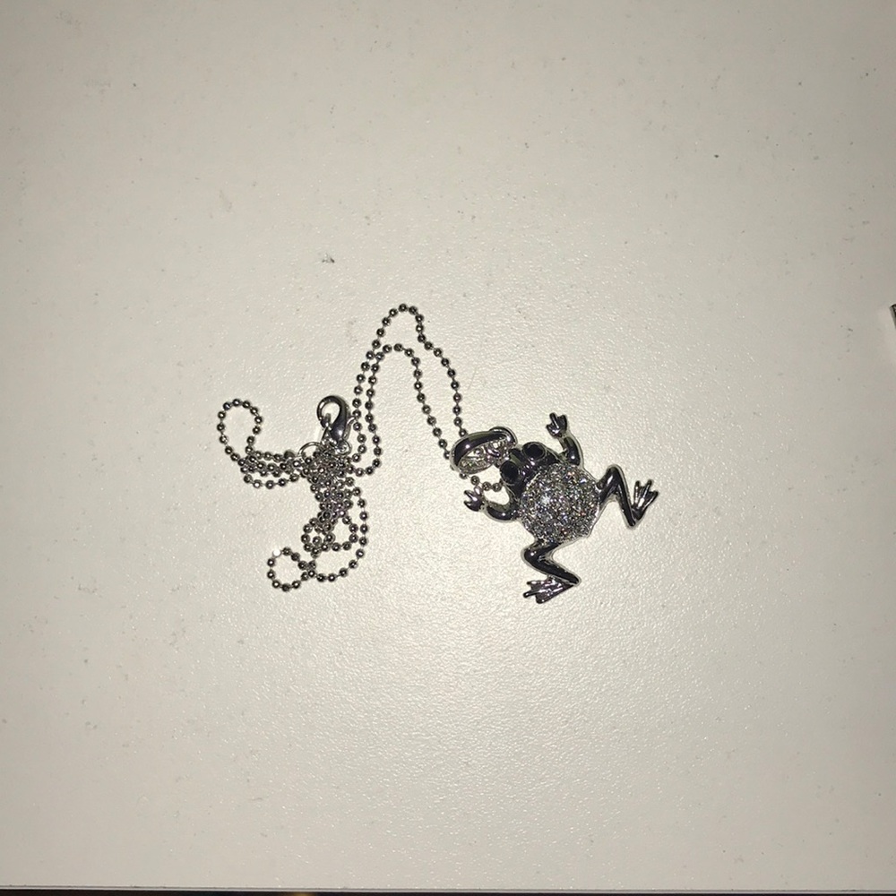 Diamond frog necklace